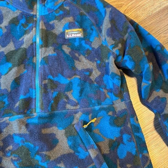 L.L. Bean blue mountain classic camo fleece quarter zip sweater size medium reg - Picture 5 of 10
